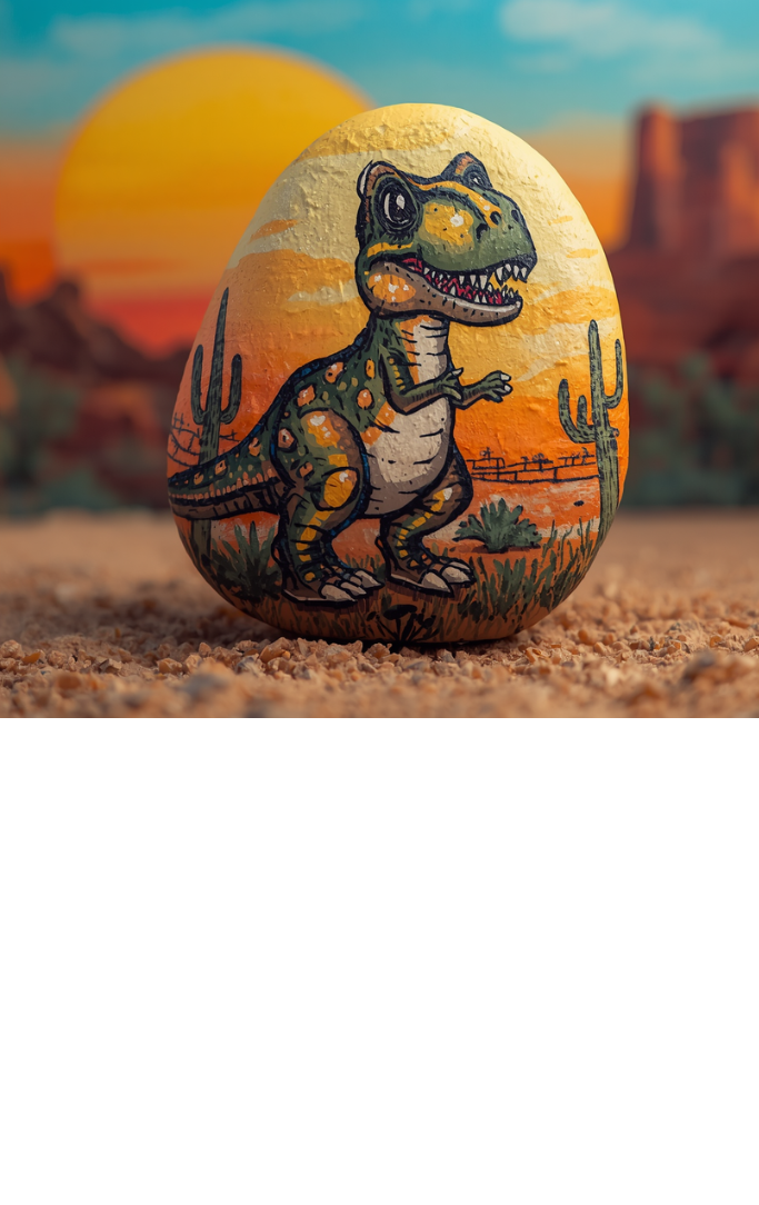Dinosaur theme rock painting.